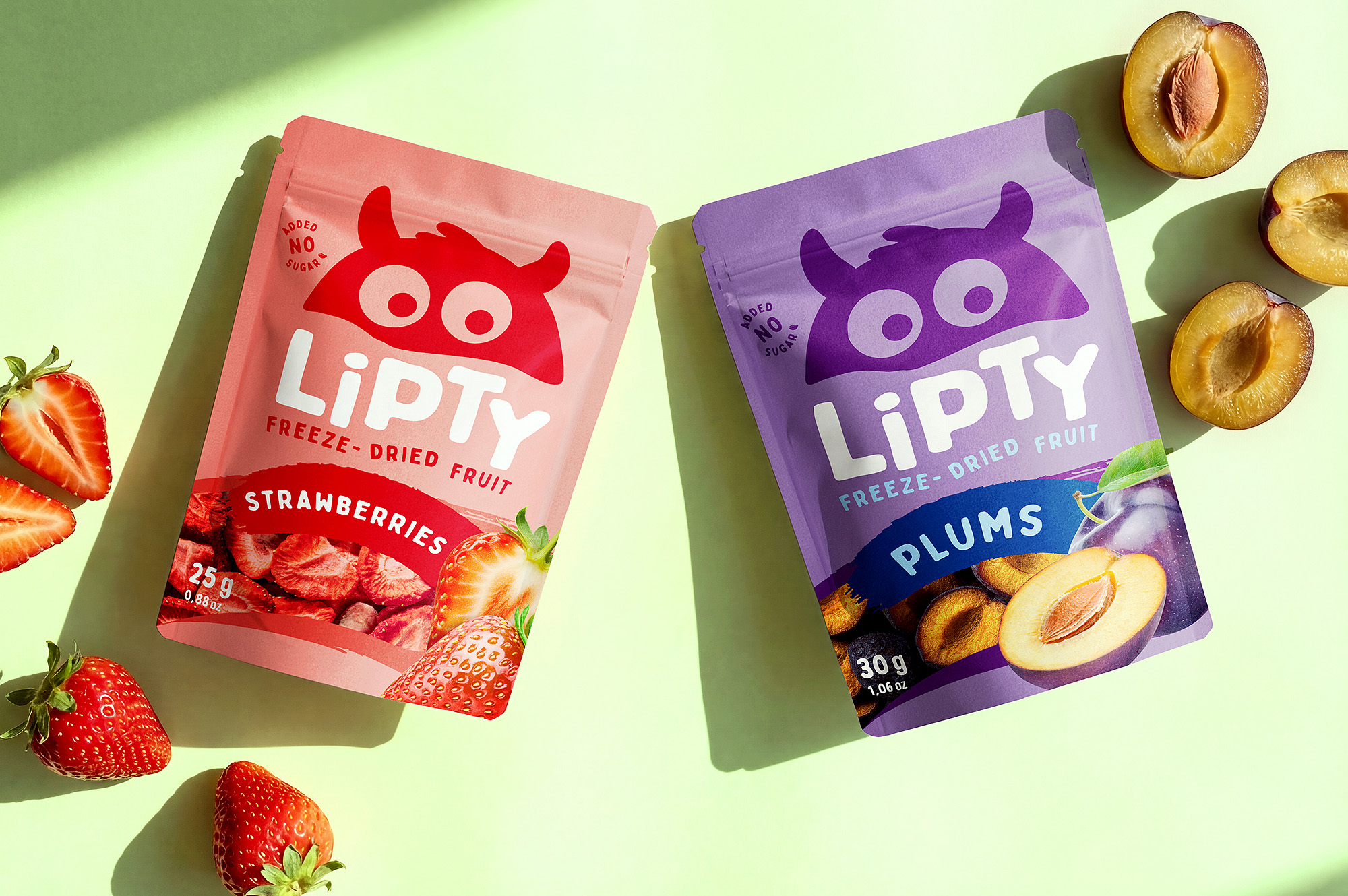 Colorful packaging design for LIPTY freeze-dried fruit