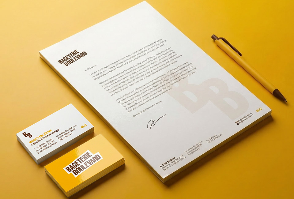 Aktualisierte Geschäftsausstattung im Rahmen des Corporate-Identity-Updates von Bageterie Boulevard