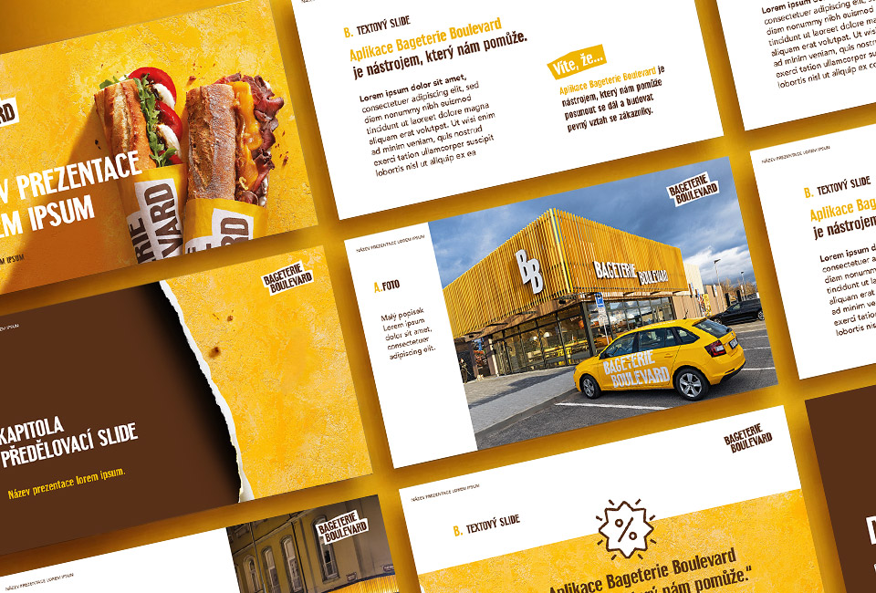 Grafikdesign einer PowerPoint-Präsentation für Bageterie Boulevard