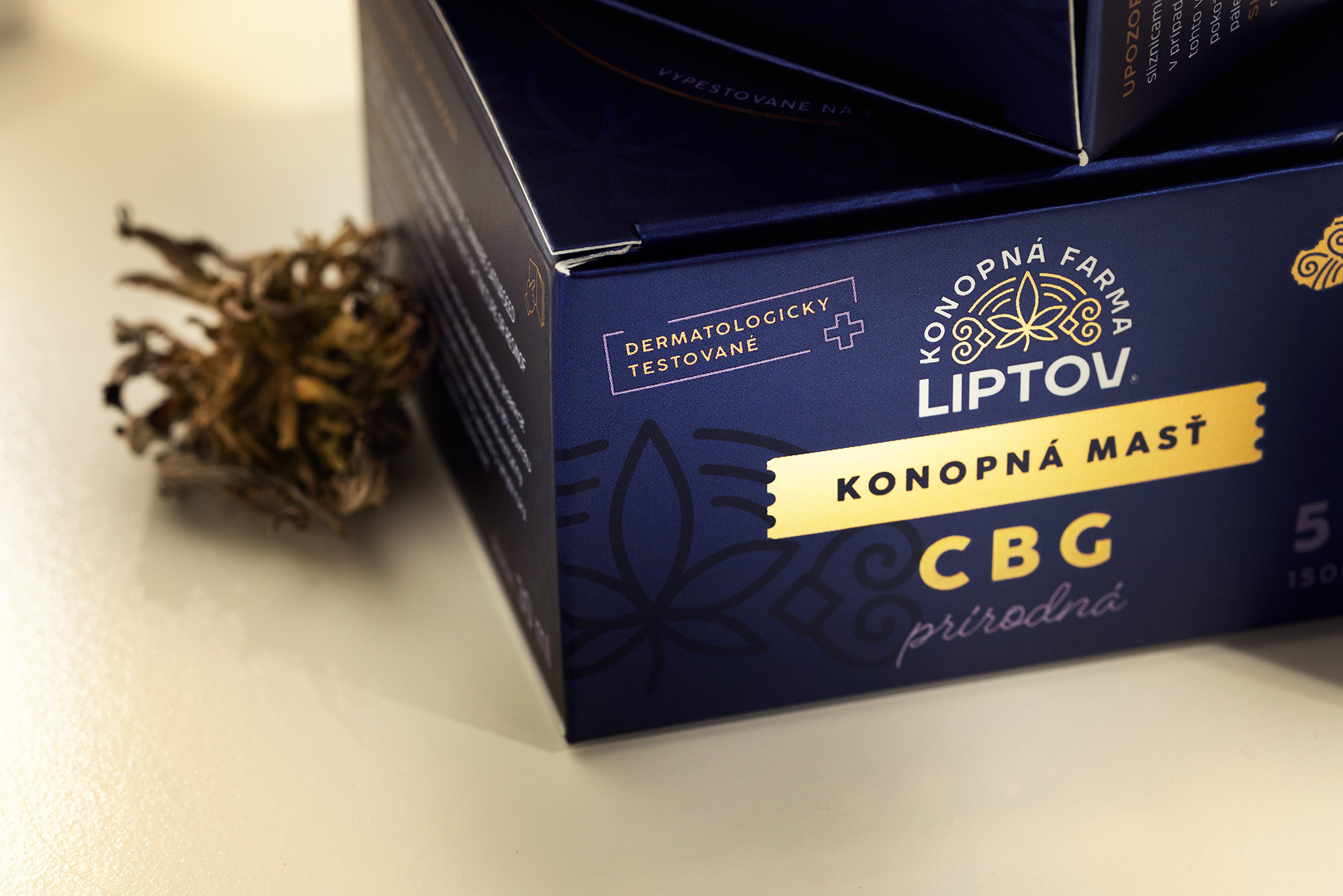 Prémiový packaging dizajn CBG pleťového krému pre Konopná Farma Liptov